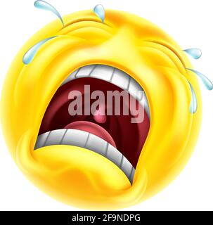 Triste piangendo Emoticon viso Cartoon Illustrazione Vettoriale