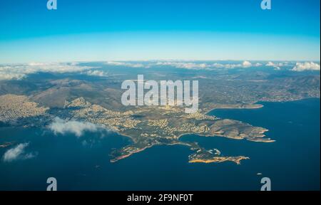 vista aerea della capitale greca atene presa da a. piano Foto Stock