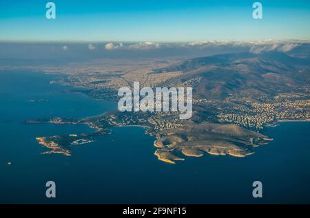 vista aerea della capitale greca atene presa da a. piano Foto Stock