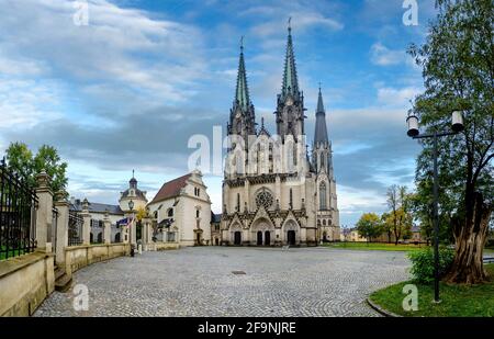 Cattedrale di San Venceslao, cattedrale gotica in piazza Venceslao a Olomouc, Repubblica Ceca. Foto Stock