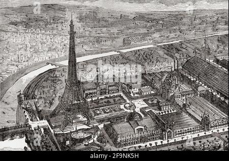 Torre Eiffel e la mostra di Parigi, 1889. Da grandi ingegneri, pubblicato circa 1890 Foto Stock