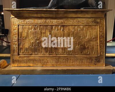Museo dedicato a Tutankhamon al Cairo, Egitto. L'antico faraone egiziano, re Tut Foto Stock
