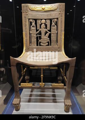 Museo dedicato a Tutankhamon al Cairo, Egitto. L'antico faraone egiziano, re Tut Foto Stock