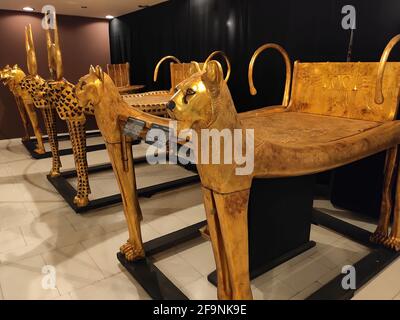 Museo dedicato a Tutankhamon al Cairo, Egitto. L'antico faraone egiziano, re Tut Foto Stock