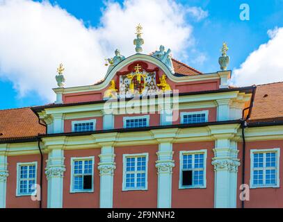 Vista sul castello di Neues schloss nella città tedesca Meersburg Foto Stock