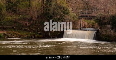 Effusione del fiume Medway, vicino a Tonbridge in Kent, mentre passa attraverso i terreni agricoli Foto Stock