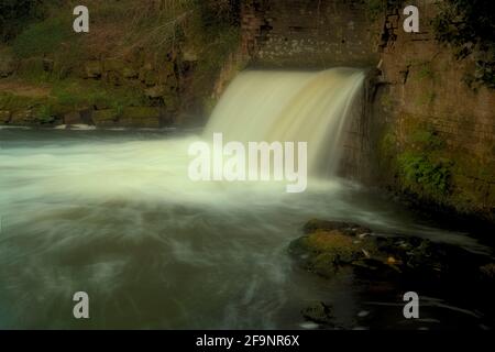 Effusione del fiume Medway, vicino a Tonbridge in Kent, mentre passa attraverso i terreni agricoli Foto Stock