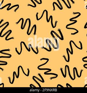 doodle astratto modello senza giunture irregolare onde caotiche zigzag sul contrasto sfondo Foto Stock