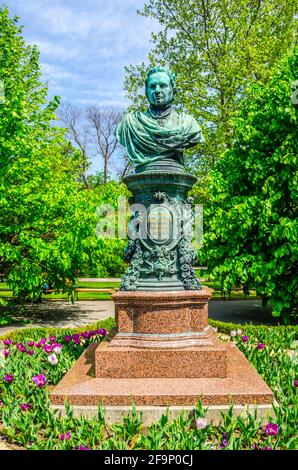 Busto di Andreas Zelinka a Stadtpark, Vienna, Austria. Zelinka (Vienna, 1802-1868) fu sindaco di Vienna dal 1861 al 1868 Foto Stock