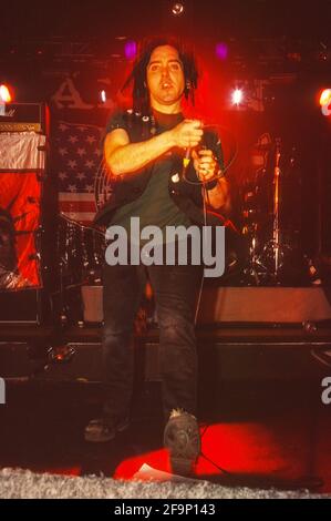 Amen al Kerrang! Weekender 11 aprile 2003, Pontins Holiday Camp, camper Sands, Rye, West Sussex, Inghilterra, Regno Unito. Foto Stock