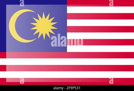Originale e semplice Malesia bandiera isolato in colori ufficiali e proporzione CorrectlyThe Malaysia è un membro dell'Asean Comunità Economica Illustrazione Vettoriale