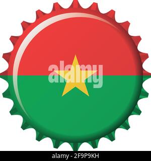 Bandiera nazionale del Burkina Faso su un tappo per bottiglia. Illustrazione vettoriale Illustrazione Vettoriale