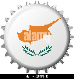 Bandiera nazionale di Cipro su un tappo in bottiglia. Illustrazione vettoriale Illustrazione Vettoriale