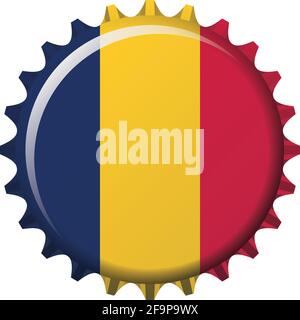 Bandiera nazionale del Ciad su un tappo di bottiglia. Illustrazione vettoriale Illustrazione Vettoriale