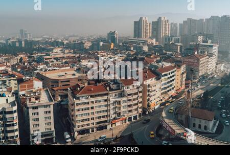 Vista panoramica aerea della città di Bursa, Turchia Foto Stock