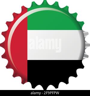 Bandiera nazionale degli Emirati Arabi Uniti (Emirati Arabi Uniti) su un tappo in bottiglia. Illustrazione vettoriale Illustrazione Vettoriale