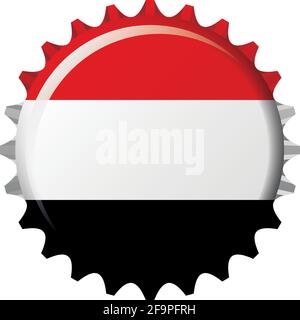 Bandiera nazionale dello Yemen su un tappo di bottiglia. Illustrazione vettoriale Illustrazione Vettoriale
