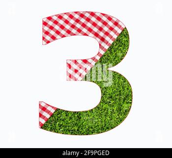 Digital Number 3 - Tovaglia picnic sull'erba Foto Stock