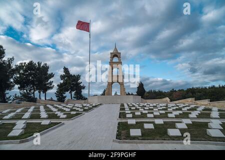 Gallipoli, Turchia - 2 marzo 2021 - il cimitero ottomano della prima guerra mondiale di Gallipoli sulla penisola di Gallipoli (Gelibolu) a Weste Foto Stock