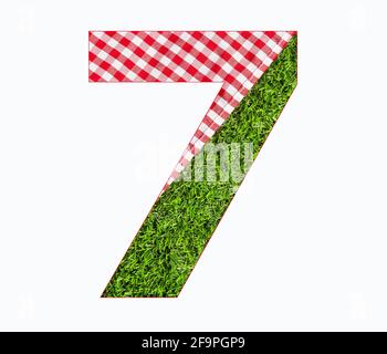 Digital Number 7 - Tovaglia picnic sull'erba Foto Stock