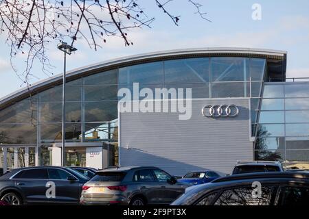 Tetbury Audi Dealership Showroom, Gloucestershire, Regno Unito Foto Stock