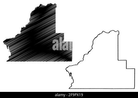 Walla Walla County, stato di Washington (Stati Uniti, Stati Uniti d'America, Stati Uniti, Stati Uniti, Stati Uniti) mappa vettoriale illustrazione, schizzo scribbling Walla Walla ma Illustrazione Vettoriale