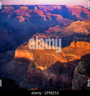 Tramonto al Grand Canyon.Lookout South Rim. Arizona Stati Uniti Foto Stock