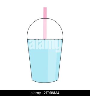 Cocktail di vetro di plastica e la relativa icona. Cartoon di cocktail in vetro plastica icona vettoriali per il web design isolato su sfondo bianco Illustrazione Vettoriale