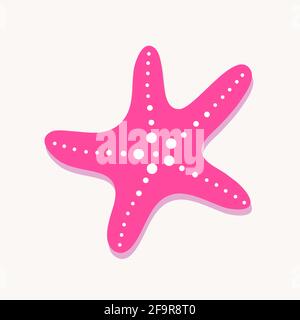 Stella marina rosa in stile piatto. Icona Starfish. Stella del mare. Illustrazione vettoriale isolata su sfondo bianco Illustrazione Vettoriale