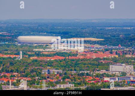 Veduta aerea dell'arena allianz di monaco Foto Stock