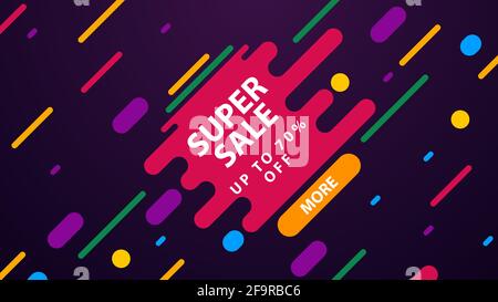 Vendita banner template design, vendita grande offerta speciale. Modello viola con forme astratte Foto Stock