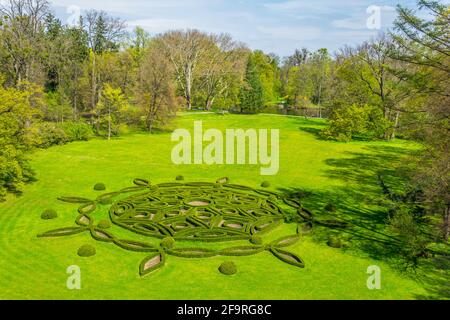 Vista di un parco dietro il palazzo arcivescovile´s a Kromeriz, repubblica Ceca. Foto Stock
