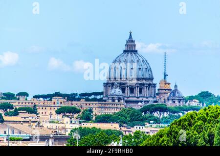 veduta aerea del forum romanum e delle zone circostanti del centro storico della capitale italiana roma. Foto Stock
