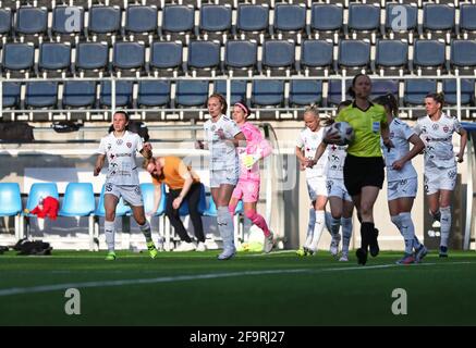 Giocatori in FC Rosengård nella partita di calcio tra Linköpings FC- FC Rosengård presso Linköping arena di domenica. Foto Stock