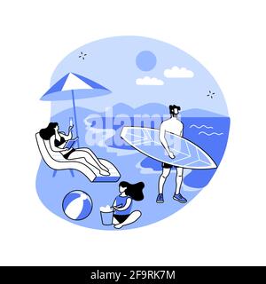 Summer Beach attività astratta concetto di illustrazione vettoriale. Illustrazione Vettoriale