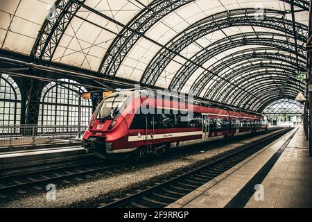 17 maggio 2019 Dresda, Germania - Dresda, stazione ferroviaria Neustadt Foto Stock