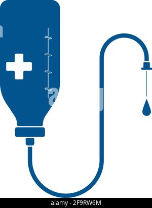 Contatore di gocce medico blu con icona a croce bianca isolata. Illustrazione del piano del contatore delle gocce. Concetto sanitario medico Illustrazione Vettoriale