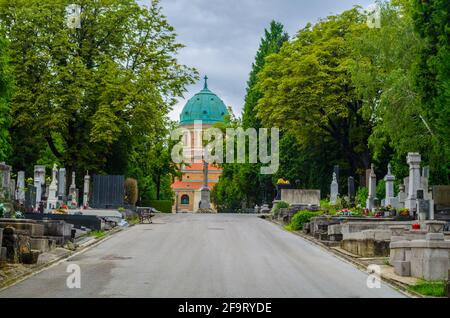 Zagabria cimitero mirogoj architettura monumentale, Croazia Foto Stock