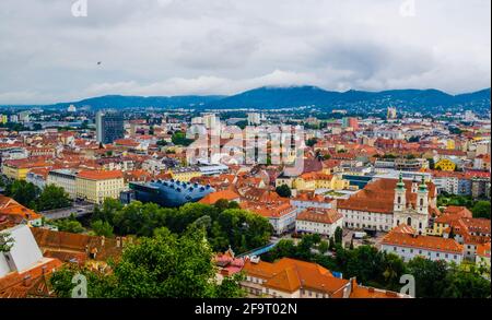 vista aerea del municipio della città austriaca graz Foto Stock