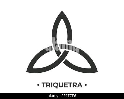 Simbolo Triquetra isolato su sfondo bianco. Trinità o nodo trefoil. Simbolo celtico dell'eternità. Illustrazione vettoriale Illustrazione Vettoriale