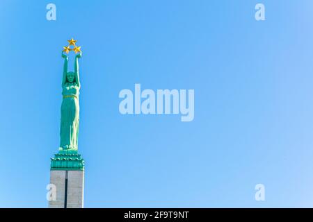 Dettaglio del monumento della libertà a riga, Lettonia. Foto Stock