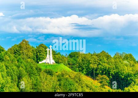 Tre incroci collina a Vilnius, Lituania Foto Stock
