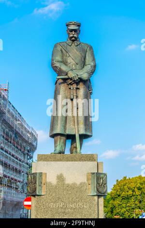 Statua del maresciallo Jozef Pilsudski a Varsavia, Polonia Foto Stock