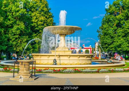 fontana a Ogród Saski - Giardino Sassone, il più antico parco pubblico di Varsavia, Polonia Foto Stock