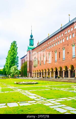 Stadshuset è un municipio della capitale svedese Stoccolma, Svezia. Foto Stock