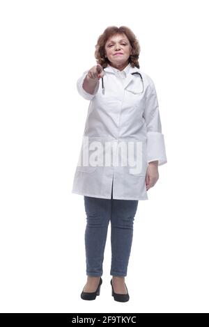 in piena crescita. medico femminile qualificato con uno stetoscopio Foto Stock