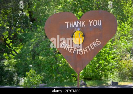 Thank You Firefighters (2020 California WildfFire, Hennessey Fire), Napa CA Foto Stock