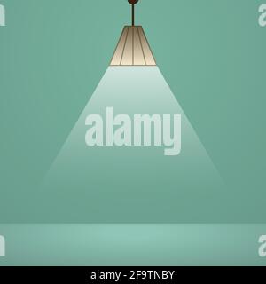 Luce da una lampada a sospensione. Illustrazione vettoriale. Lampada da soffitto su sfondo chiaro astratto. Illustrazione Vettoriale