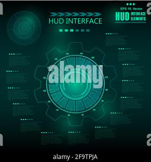Interfaccia utente grafica virtuale touch blu futuristica Illustrazione Vettoriale