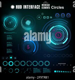 Interfaccia utente grafica virtuale touch blu futuristica Illustrazione Vettoriale